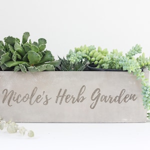 Large Personalized Engraved Concrete Rectangle Planter Box