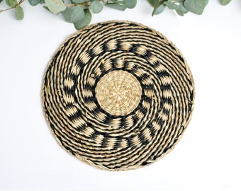 Black and Beige Swirl Woven Placemat CLEARANCE SALE