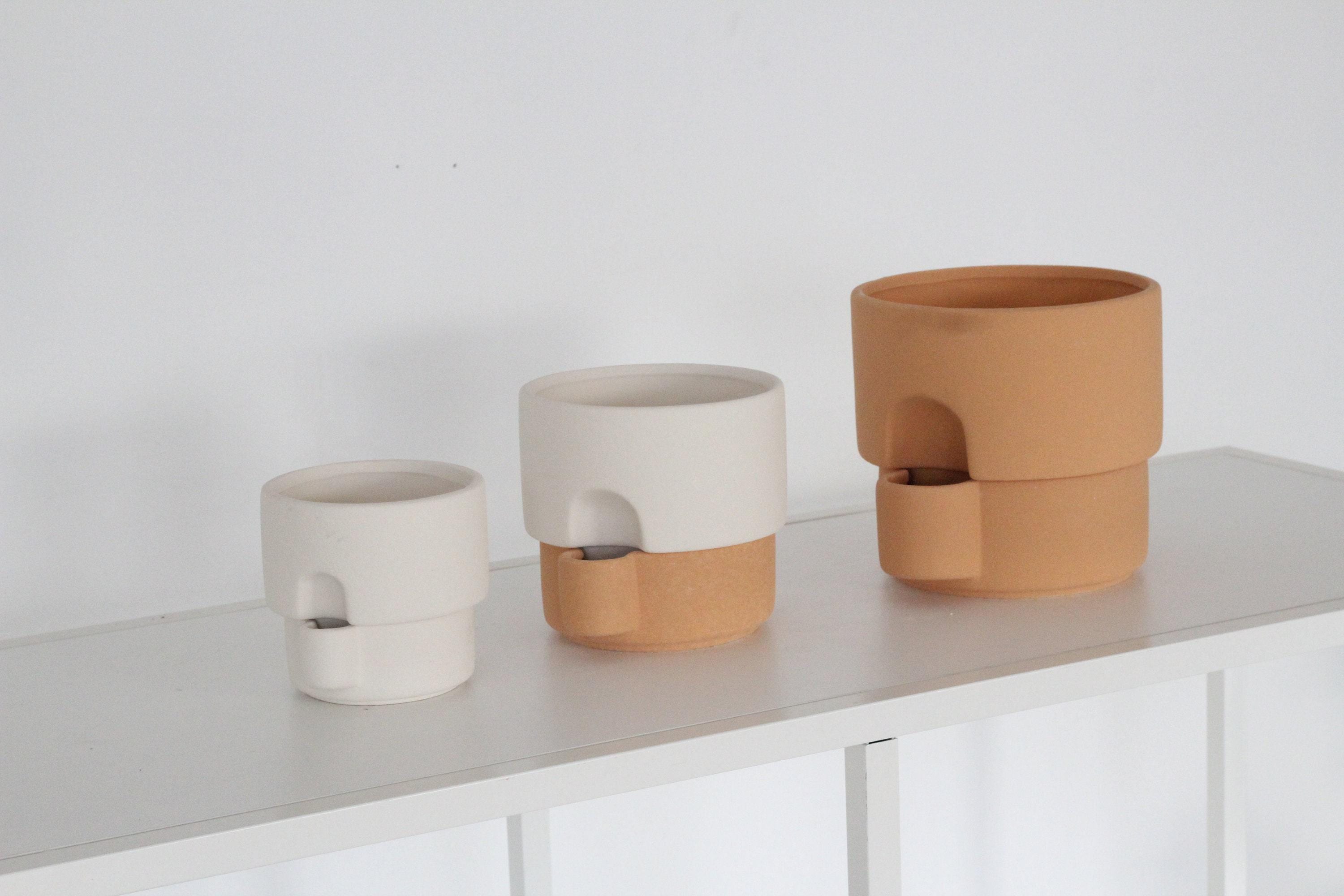 Self Watering Terracotta Two-toned Planter - Etsy