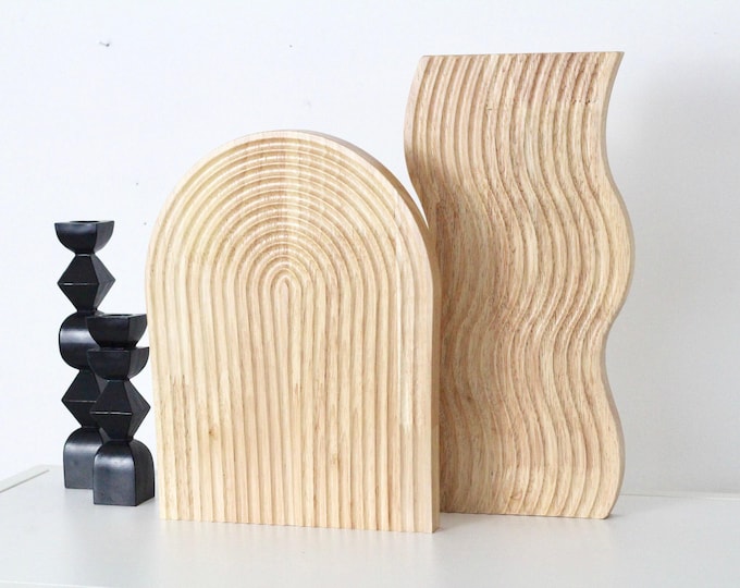 Arch and Wavy Decorative Wood Tray and Trivet | Arched Decor Tray.
