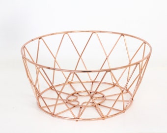Rose Gold Copper Wire Basket for Fruits, Pantry Organization, Bathroom Storage and EntrywayCLEARANCE SALE