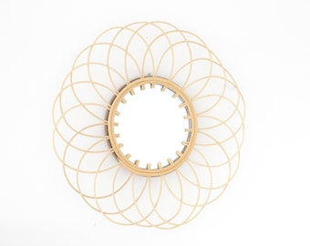 20" Rattan Flower Wall Mirror Boho Wall Hanging CLEARANCE SALE