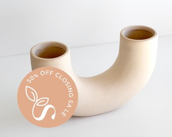 U Shaped Nordic Ceramic Sculptural Vase Half Donut CLOSING SALE