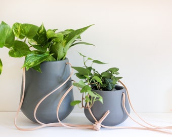 Modern Grey Hanging Ceramic Planter Pot