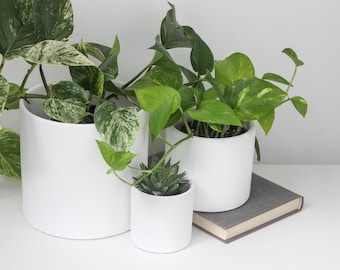 Modern Matte White Terracotta Cylinder Planter Pot