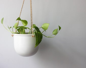 Large Hanging Planter Pot in Matte White