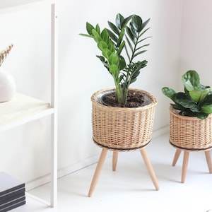 Large Vintage Wicker Woven Plant Stand CLEARANCE SALE