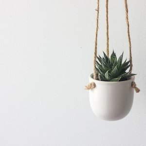 Mini Hanging Planter Pot in Matte White