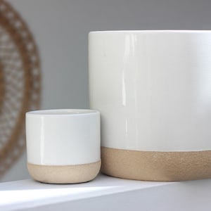 Large Ceramic Planter Pot White on Beige