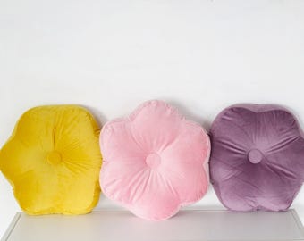 Colorful Velvet Flower Power Pillow