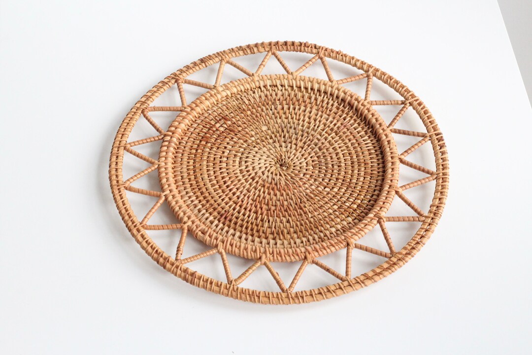 Rattan Woven Round Placemats Wicker Charger Etsy