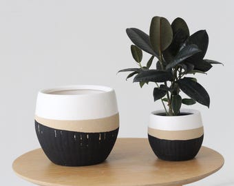 Texture Dipped Ceramic Planter Vase