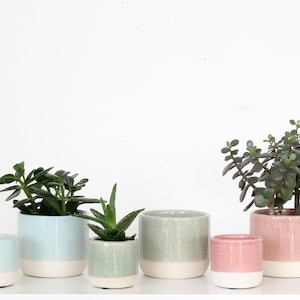 Danish Pastel Ceramic Planter Pots with Crackle Glaze