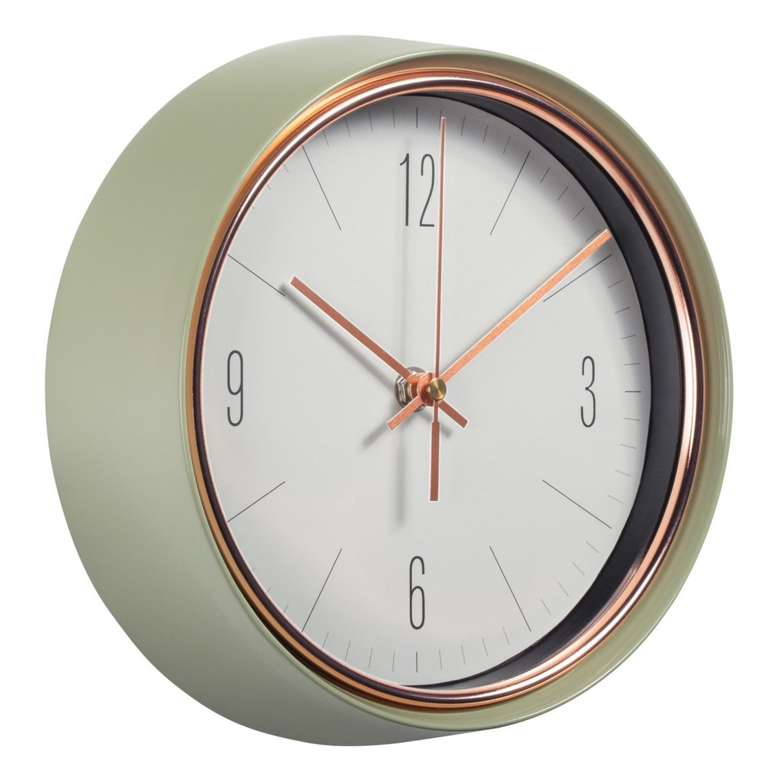 Sage Green MidCentury Modern Wall Clock with Copper Accents Etsy