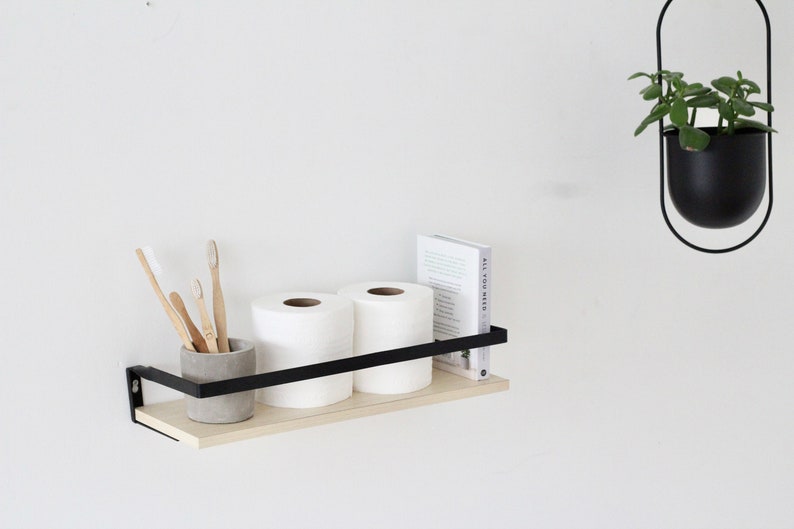 Bathroom Floating Shelf With Towel Bar Etsy