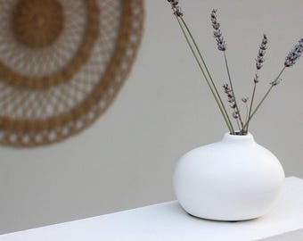 Ceramic Bud Vase for Dried Flowers in Matte White