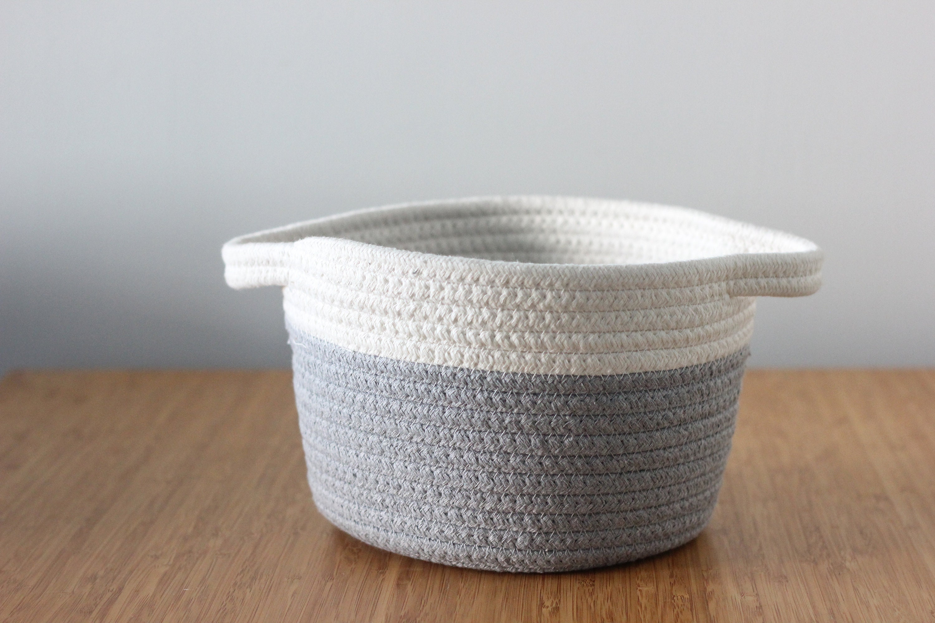 Large Grey and White Cotton Rope Storage Basket Etsy