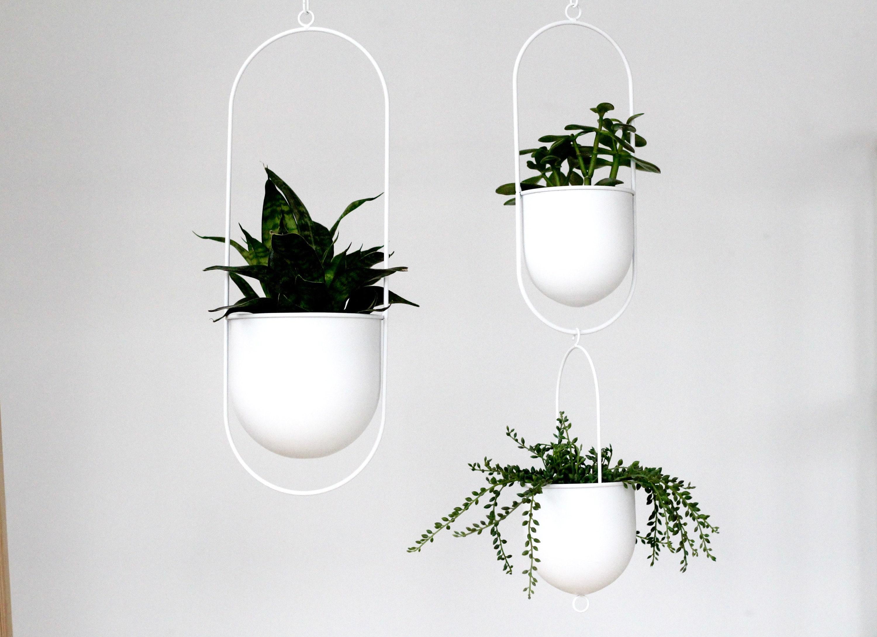 Tiered Hanging Minimalist Matte White Metal Oval Hanging Planter - Etsy  Denmark