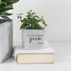 Personalized Engraved Custom Concrete Cube Planter Pot