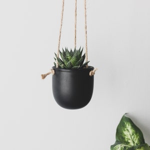 Mini Hanging Planter Pot in Matte Black
