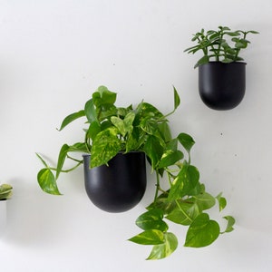 Wall Planter Pot in Black and White Metal Minimalist Round