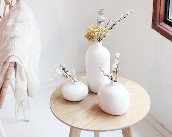 Modern Bud Vases for Dried Flowers in Matte White