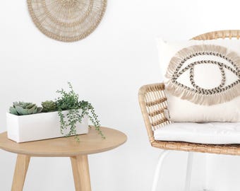 Jardinière rectangulaire en céramique blanche d'intérieur