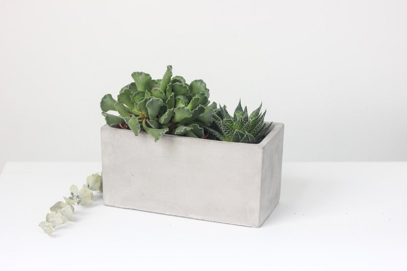 Concrete Rectangle Planter and Succulent Box Indoor Etsy Canada