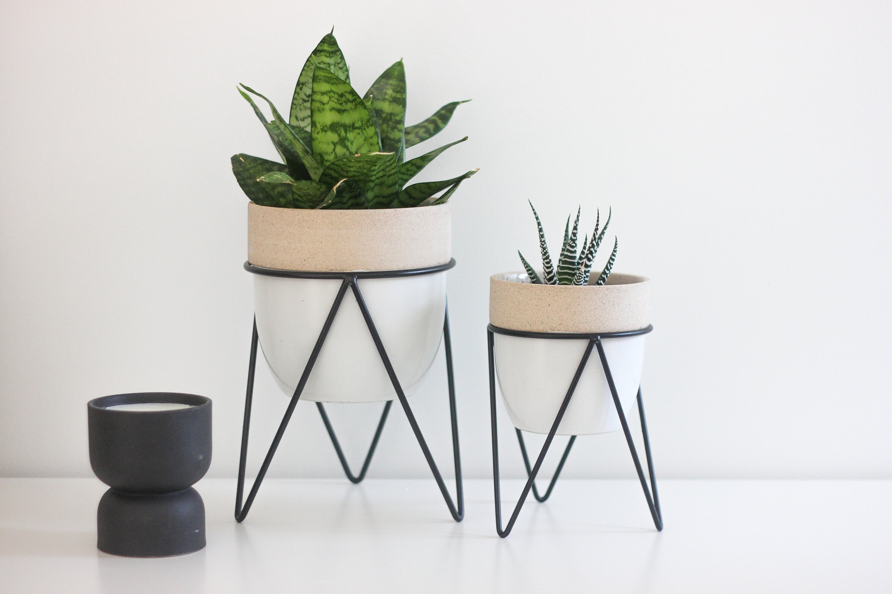 Large Metal Plant Stand for Floor Plant with Ceramic Planter Etsy