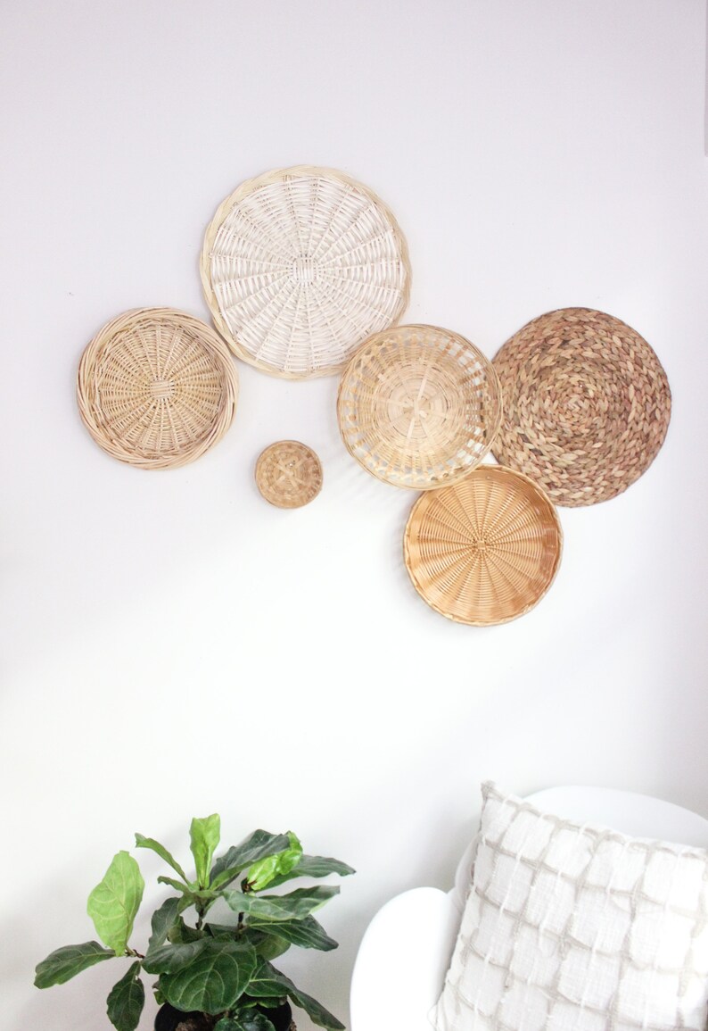 Natural Boho Wall Basket Set Etsy