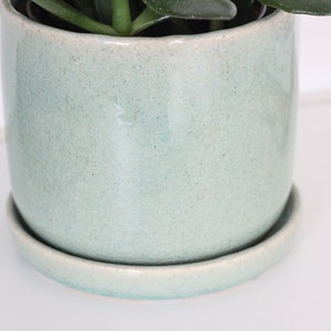 Sage Green Ceramic Round Planter Pot with Saucer image 5