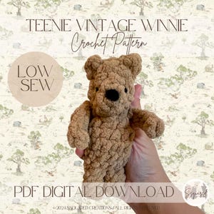 Winnie Bear Crochet Pattern: Teenie Vintage Snuggler (PDF Pattern)