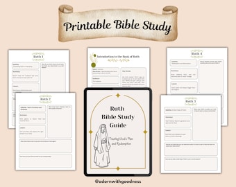 Bijbelstudiegids Ruth | Afdrukbare bijbelwerkbladen | Sjabloon Bijbelstudie | Schriftstudie voor vrouwen