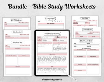 Pakiet Ultimate Bible Study | Wydrukowane arkusze do nauki Biblii | SOAP, ACTS, REAP, Studium wersetów, Rozważania | Dziennik modlitwy i notatki z kazań
