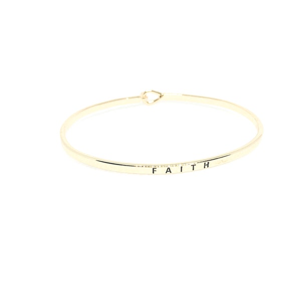 Adorn With Faith Bracelet Gold Bangle Faith Bracelet Cuff Woman Skinny Bangle  Woman Bracelet Gold