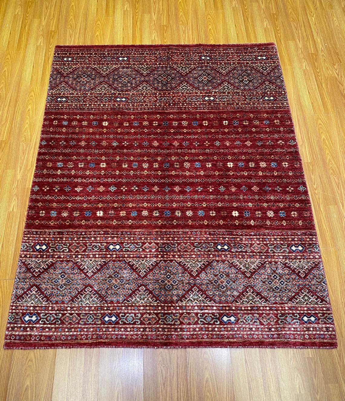 Red 5x6 ft Area Rug Hand Knotted Gabbeh Rug Small Bedroom Etsy