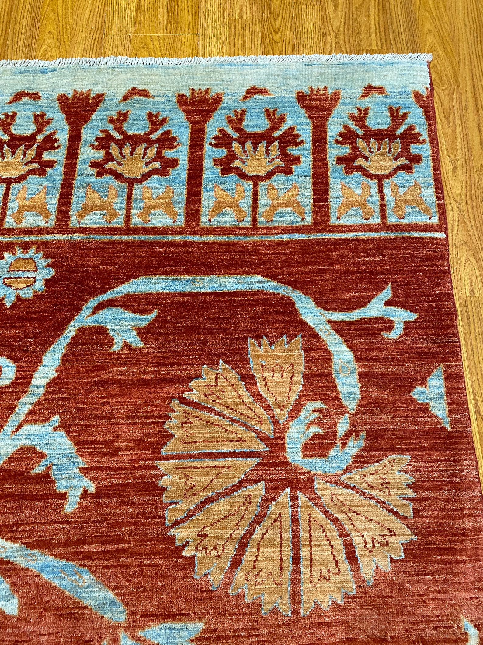 Orange & Blue 6'8x9'9 Oriental Rug Hand Knotted Wool Etsy