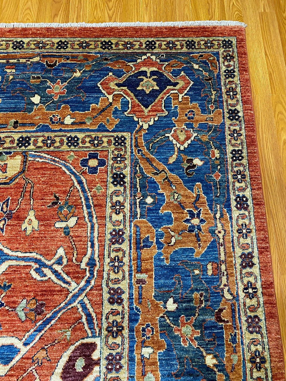 Orange Blue Tribal 9x12 ft Persian Bidjar Rug Hand Knotted Etsy