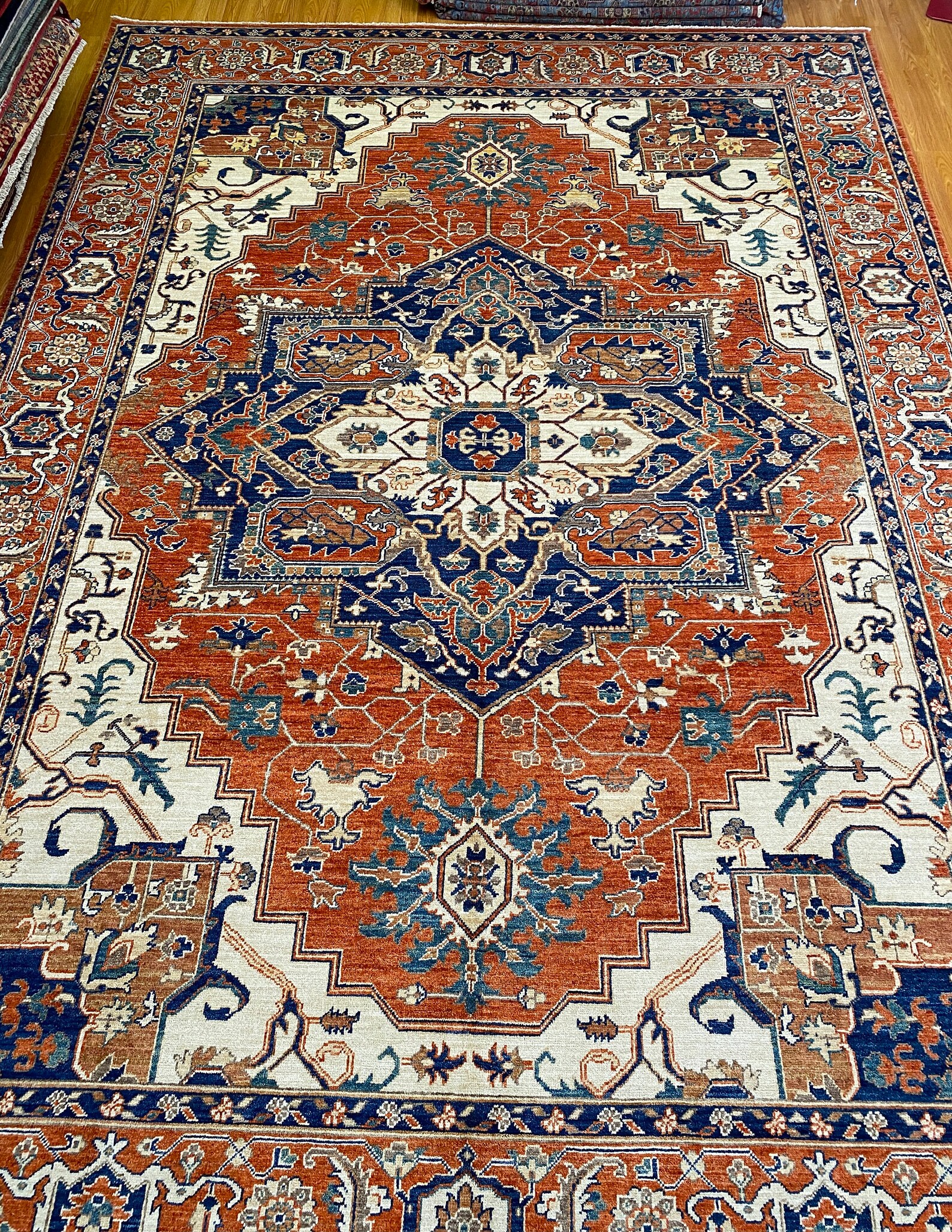 Medallion 10x14 ft Heriz Rug Hand Knotted Wool Rug Large Etsy