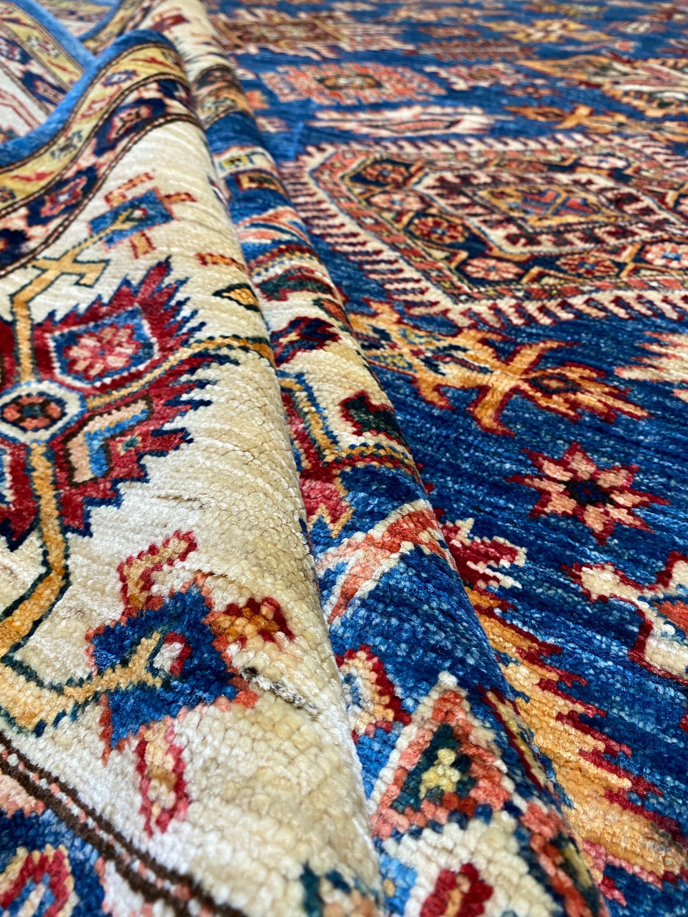 Light Blue 8x10 Tribal Afghan Rug Hand Knotted Wool Rug Etsy