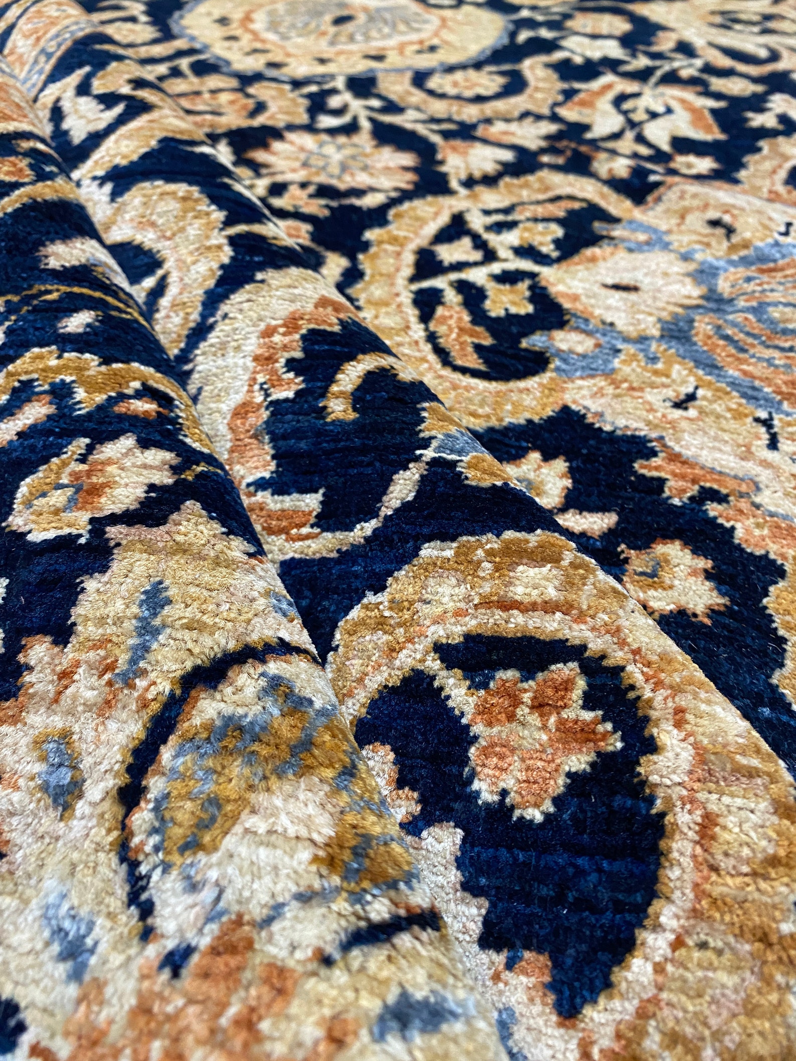 Navy Blue & Gold 6'6x9'7 Ft Tribal Persian Rug Hand Etsy