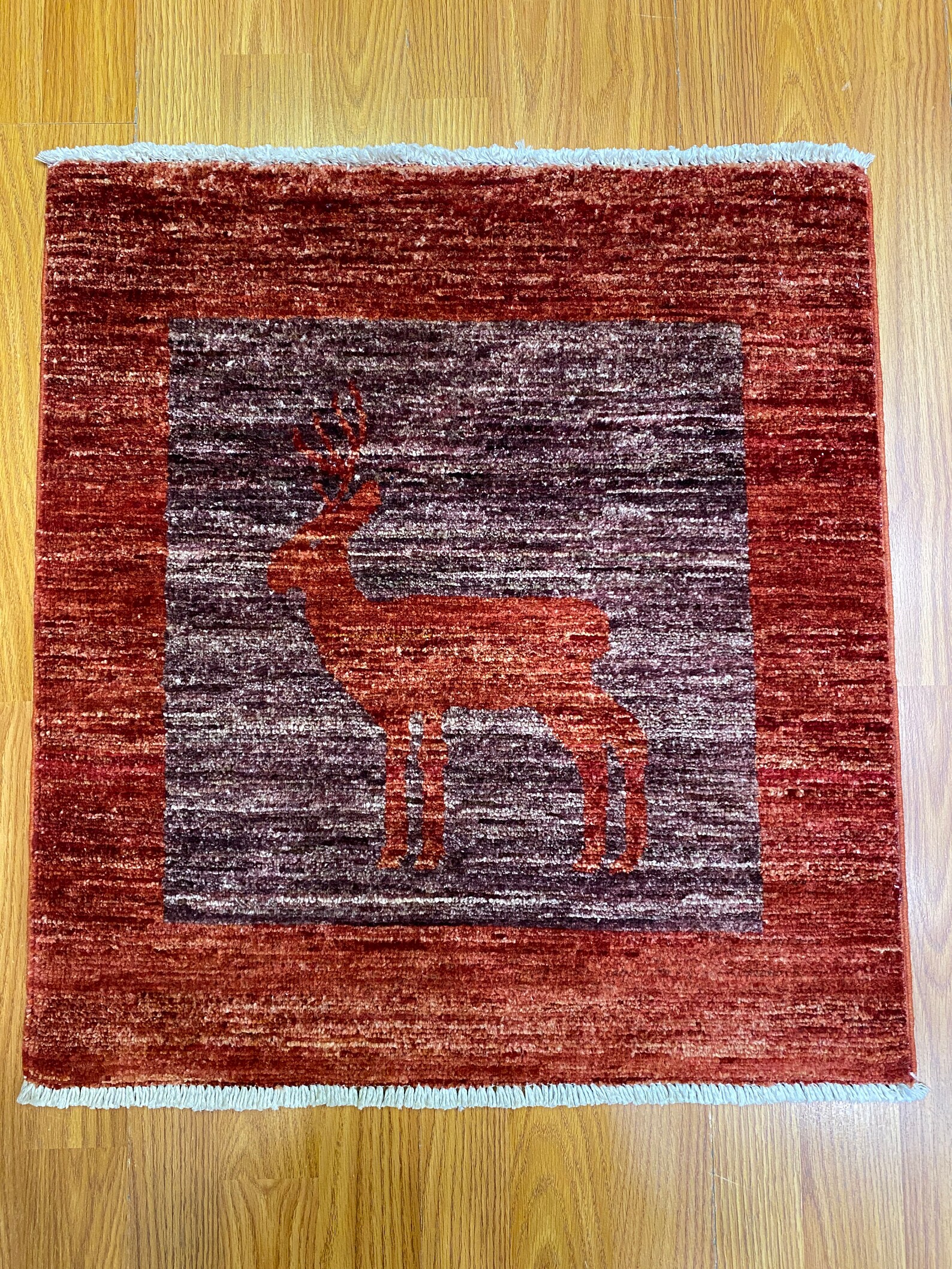 Hand Knotted Small 2x2 Deer Print Rug Soft Afghan Wool Rug Etsy UK