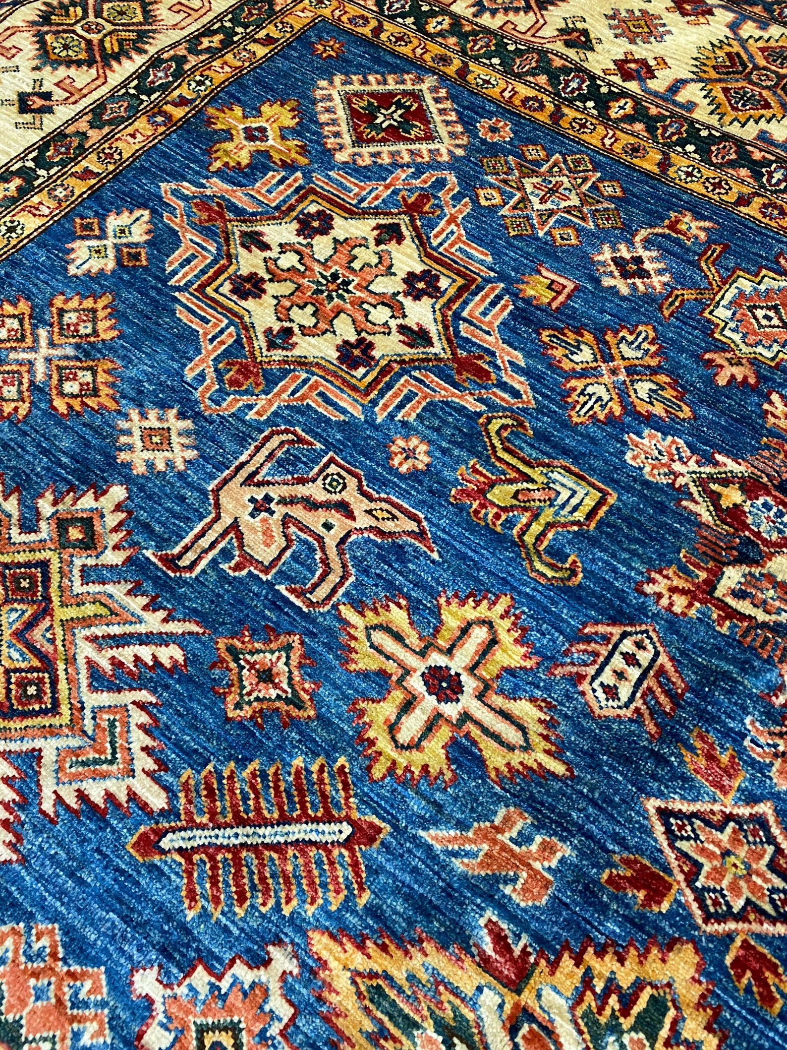 Light Blue 8x10 Tribal Afghan Rug Hand Knotted Wool Rug Etsy