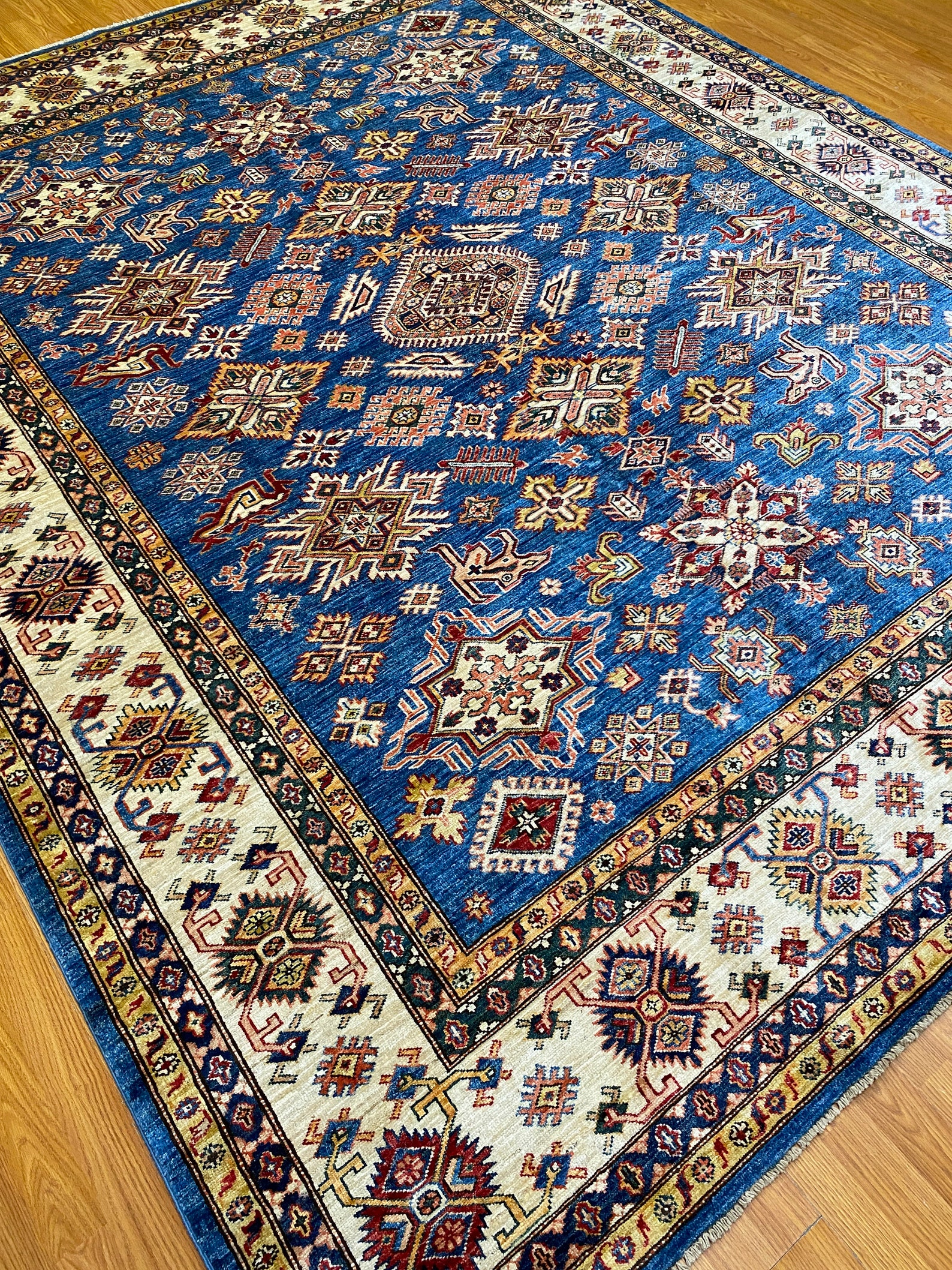 Light Blue 8x10 Tribal Afghan Rug Hand Knotted Wool Rug Etsy