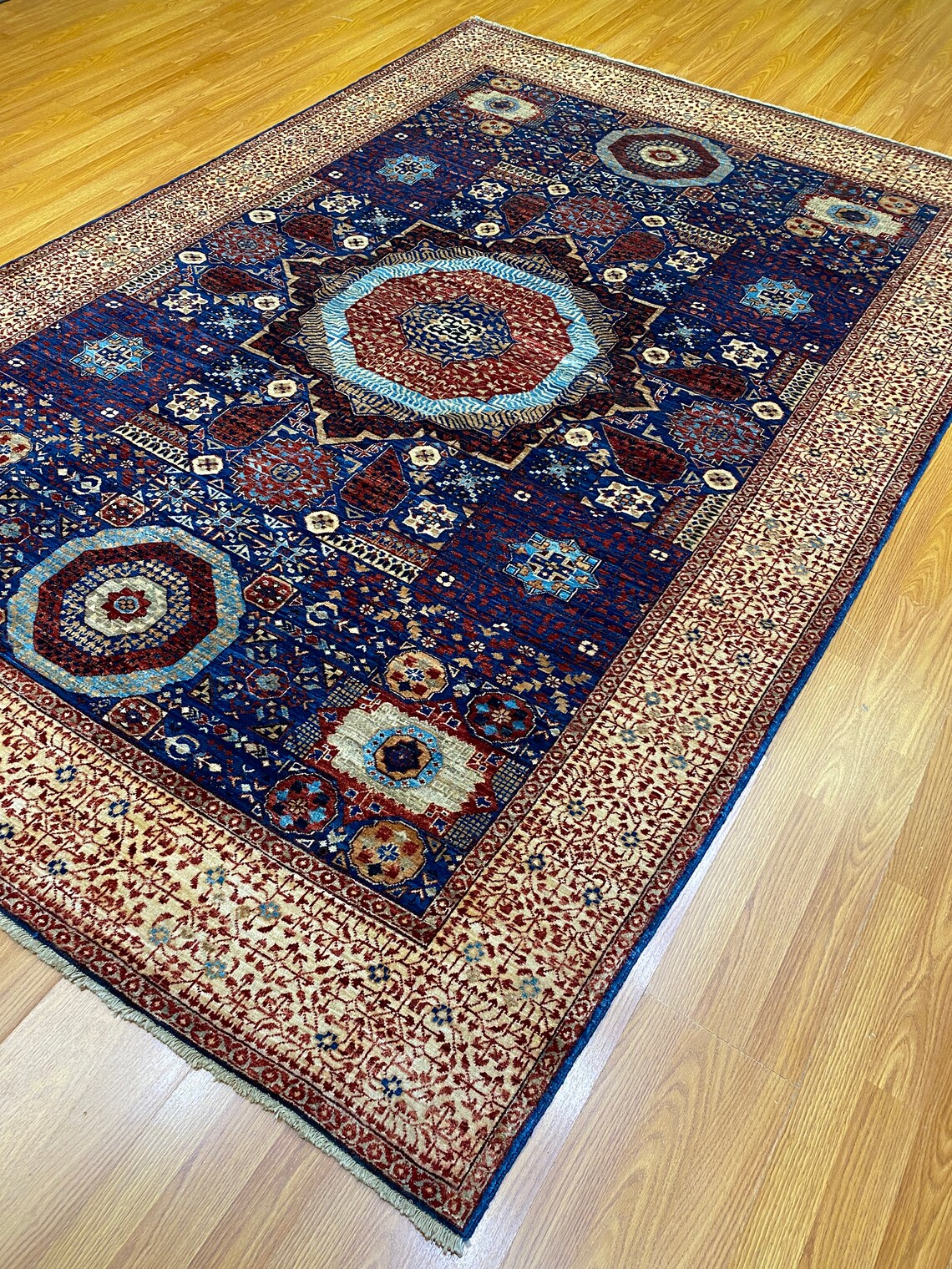 Navy Blue 6x9 Mamluk Rug Oriental Afghan Rug Medallion Etsy