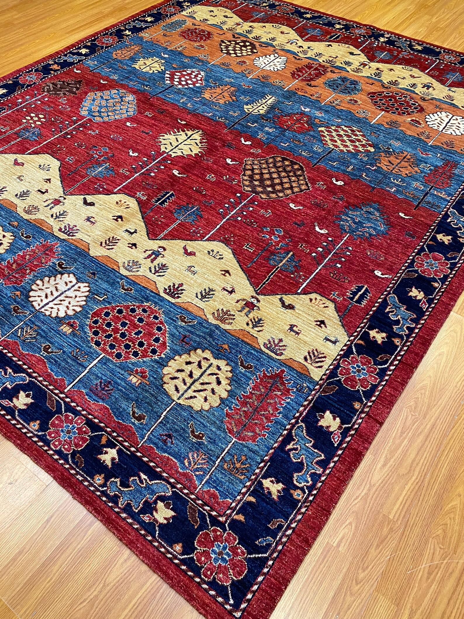 8x10 Afghan Pictorial Gabbeh Rug Soft Wool Rug Decor Area Etsy