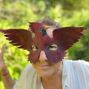 Cardinal Mask Handmade Leather Masks for Masquerade / Halloween / Cosplay