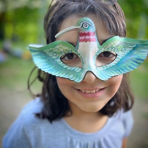 Leather Hummingbird Mask – Handmade Bird Mask for Faerie Festival, Cosplay, Costume Party, Masquerade, LARP or Renaissance Faire