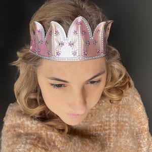 Handmade Leather Princess Queen Crown, Painted metallic Rose Pink Crown, Renaissance Fair, Cottagecore Headpiece, Fantasy Festival, Cosplay
