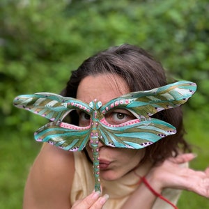 Dragonfly Cosplay Mask | Handmade Leather Mask | Masquerade Party Mask | Animal Mask | Halloween Costume | Fairy Mask | Renaissance Faire